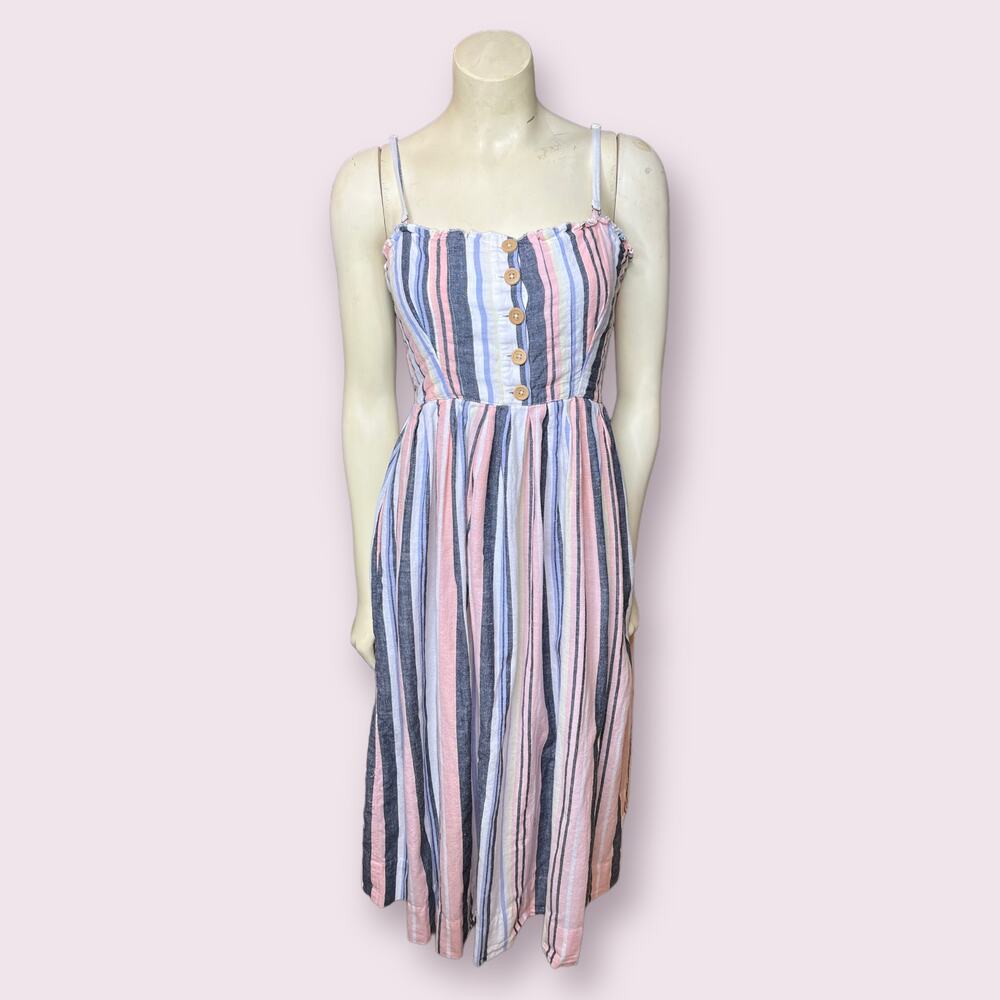 Free People Striped Lined Skirt Linen Dress
